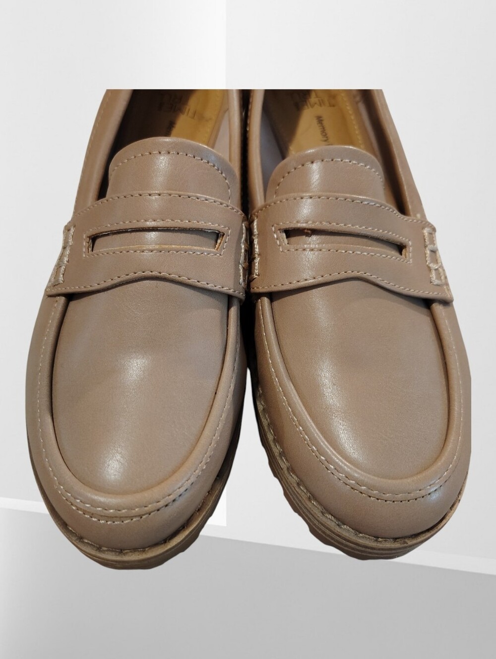 Time and Tru Women's Taupe Slip-On Penny Loafers